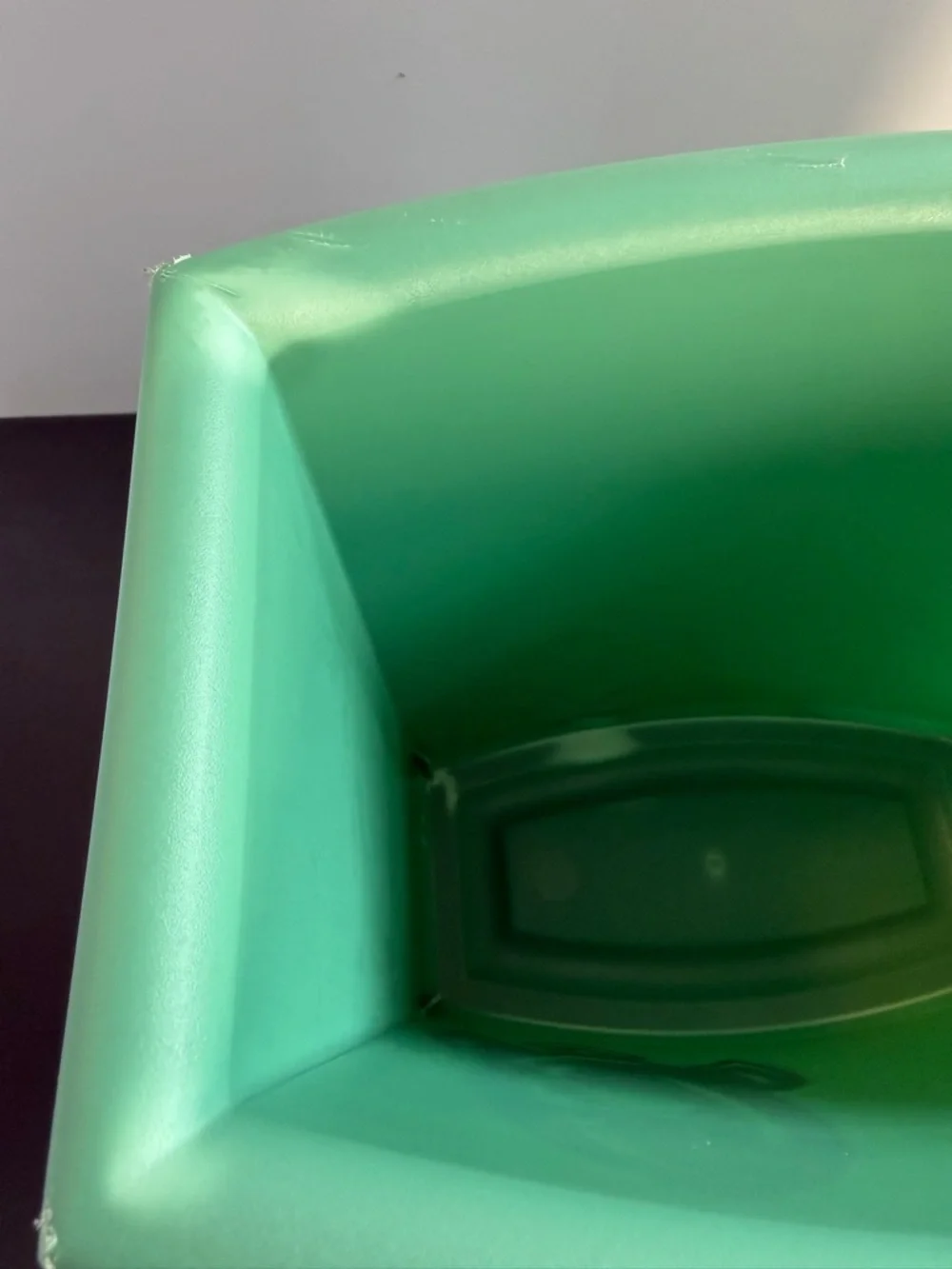 Vintage Sterilite MCM 60s Green Plastic Waste Basket Trash Can + Rocket Decal